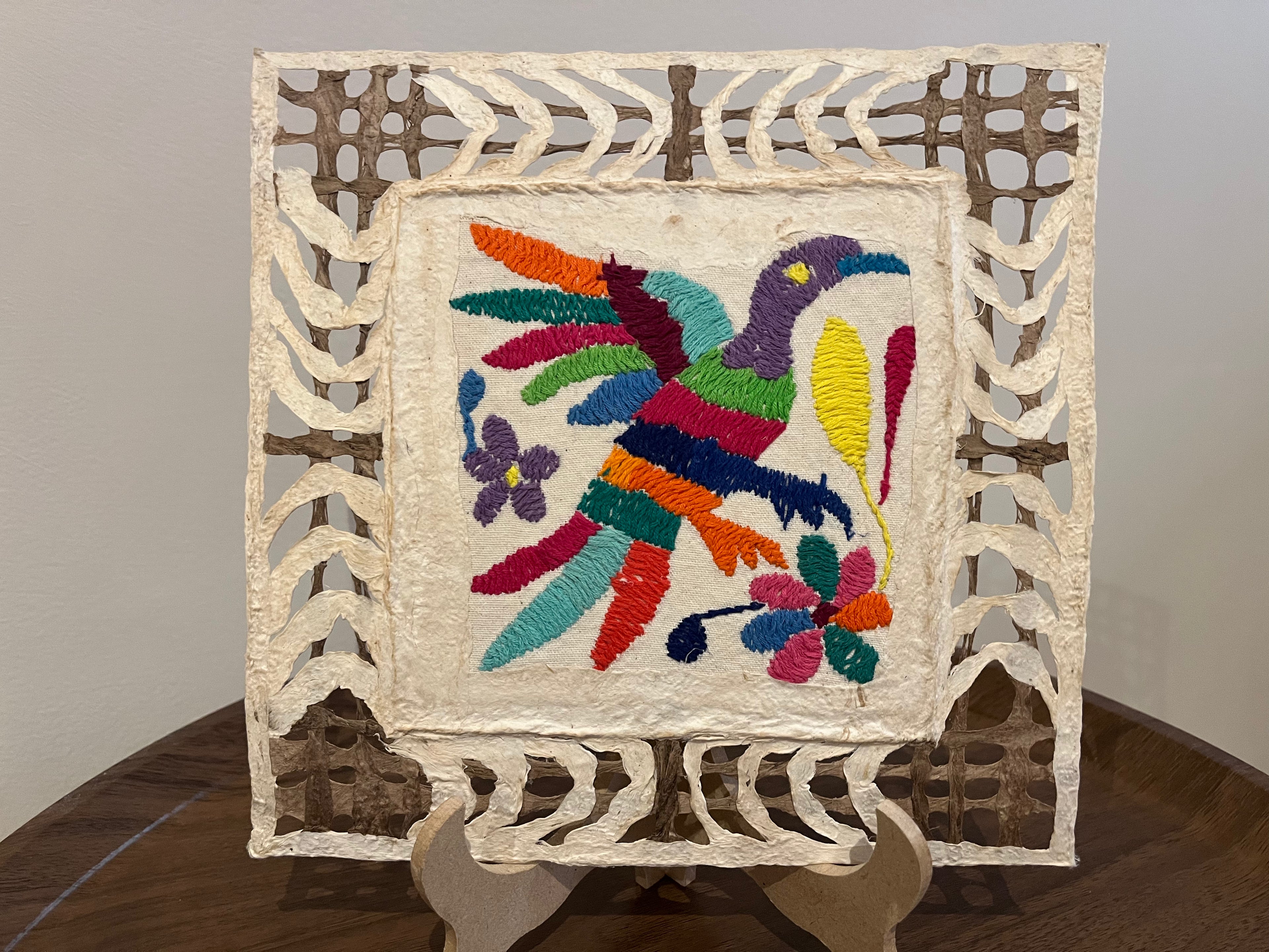 Cuadro de papel amate pájaro